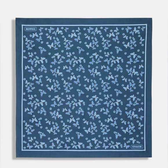 New Coach Outlet Lovely Butterfly Print Silk Square Scarf - Picture 1 of 5